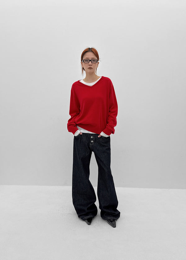 Cant Button Non-faded Bootcut Denim Pants