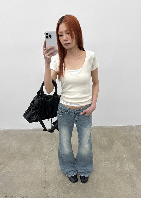 Romhat Low-waist Washed Bootcut Denim Pants