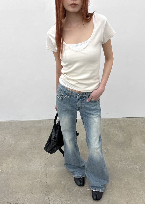 Romhat Low-waist Washed Bootcut Denim Pants