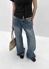 Pohner Low-waist Washed Denim Pants