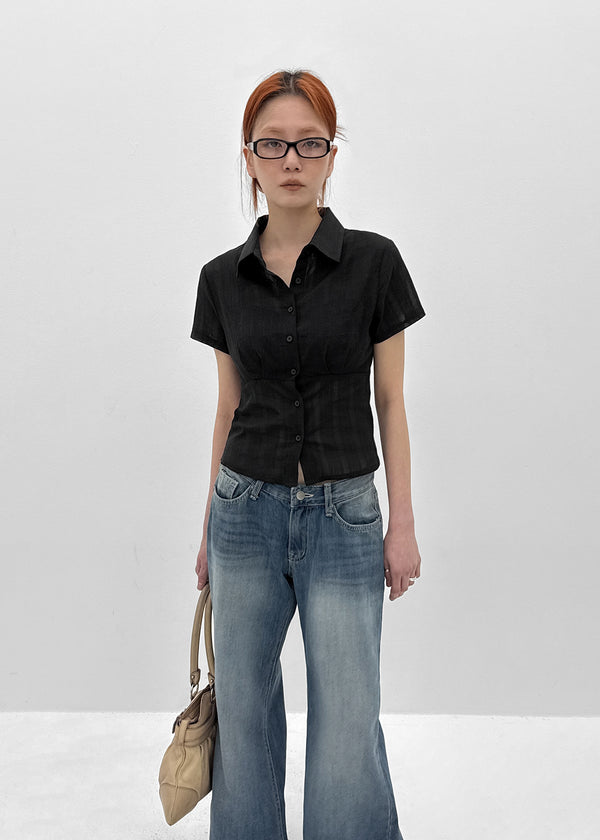 Pohner Low-waist Washed Denim Pants