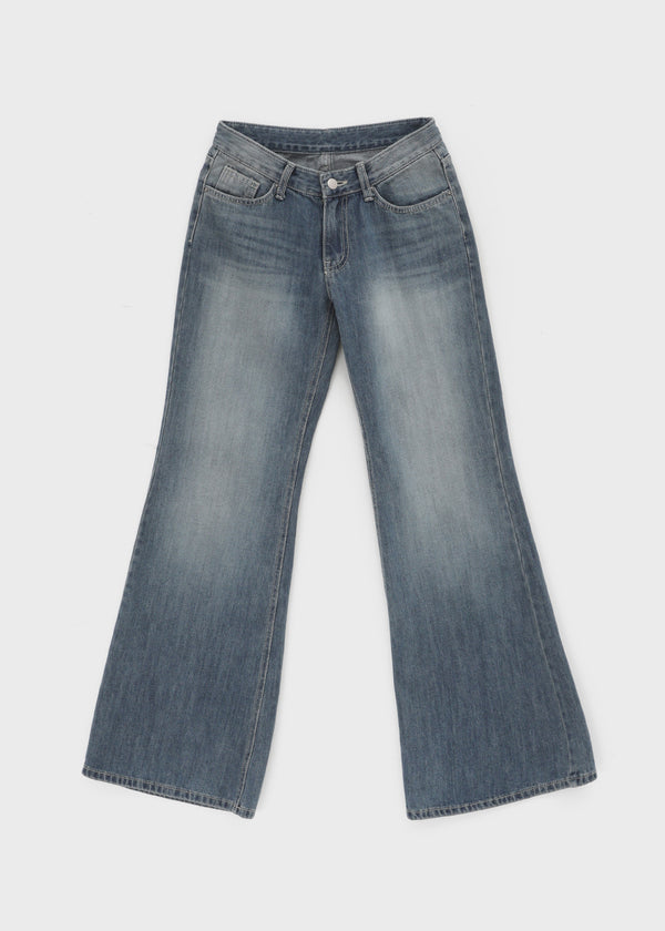 Pohner Low-waist Washed Denim Pants
