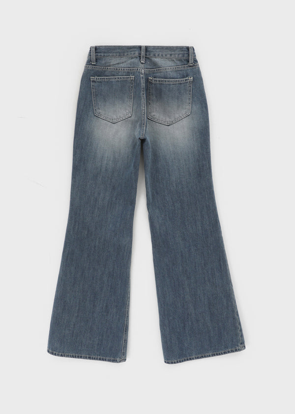 Pohner Low-waist Washed Denim Pants