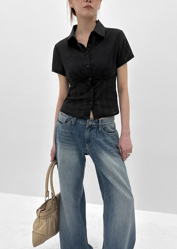 [MADE] Winkle Pleated Short Sleeve Shirt