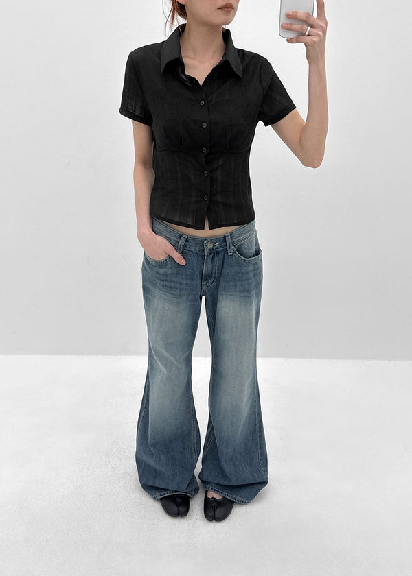 [MADE] Winkle Pleated Short Sleeve Shirt
