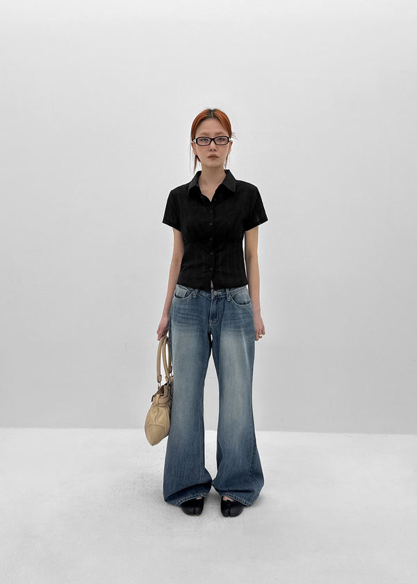 [MADE] Winkle Pleated Short Sleeve Shirt