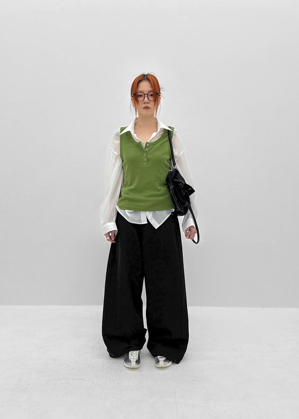 [MADE] Leaf Linen-Like Back-Pocket Cotton Pants