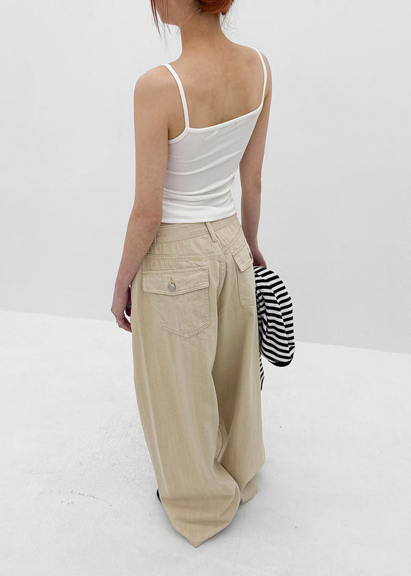 [MADE] Leaf Linen-Like Back-Pocket Cotton Pants