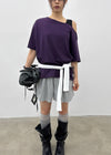 Posiku Unbalanced Off-shoulder Short Sleeve Tee