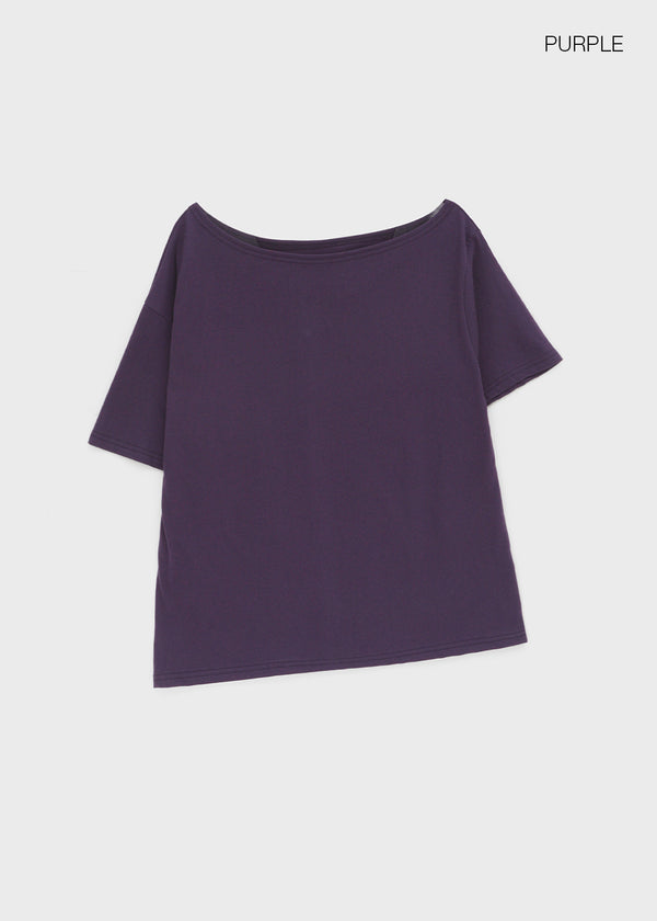 Posiku Unbalanced Off-shoulder Short Sleeve Tee