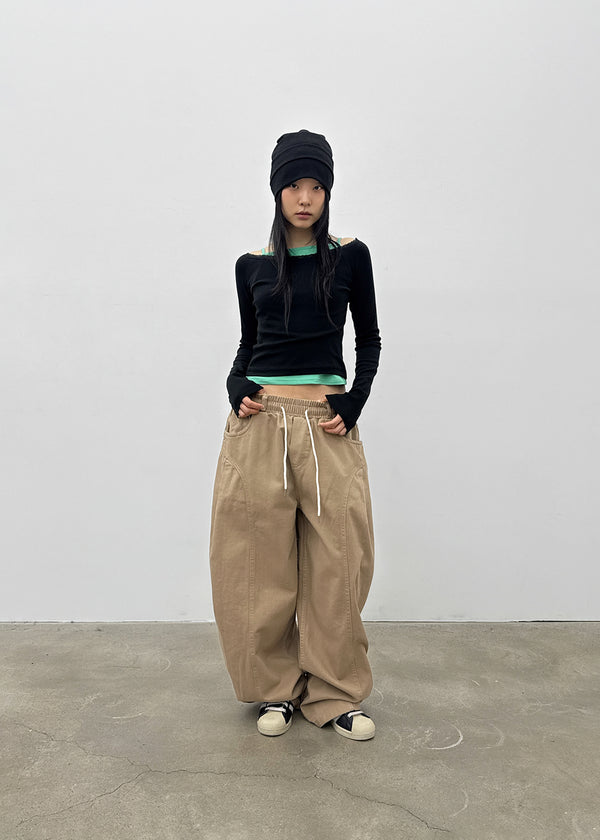 (UNISEX) Amune Cotton Wide Balloon Pants