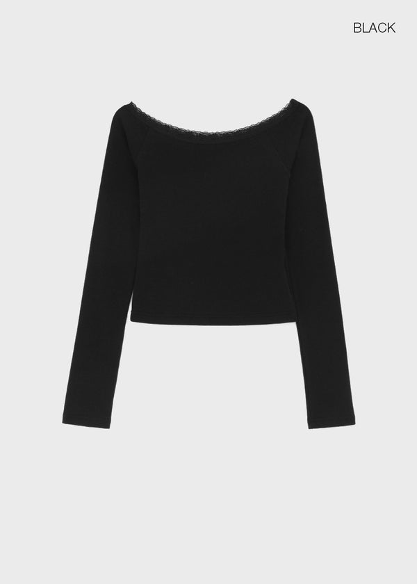 [MADE] Cozetti Lace Off-Shoulder Long Sleeve Top