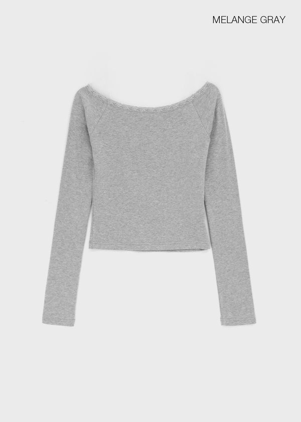 [MADE] Cozetti Lace Off-Shoulder Long Sleeve Top