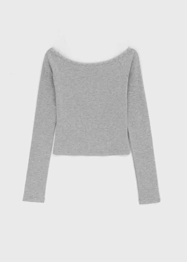 [MADE] Cozetti Lace Off-Shoulder Long Sleeve Top