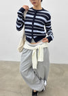 Pju Striped Round Knit Cardigan