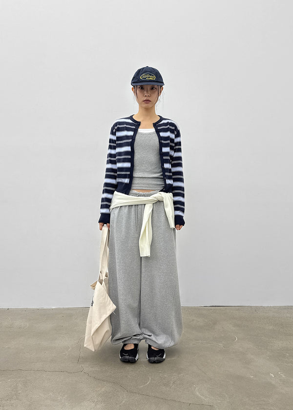 Pju Striped Round Knit Cardigan