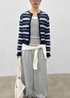 Pju Striped Round Knit Cardigan