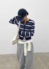 Pju Striped Round Knit Cardigan