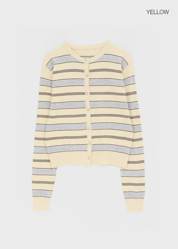 Pju Striped Round Knit Cardigan