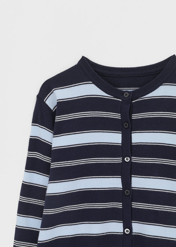 Pju Striped Round Knit Cardigan