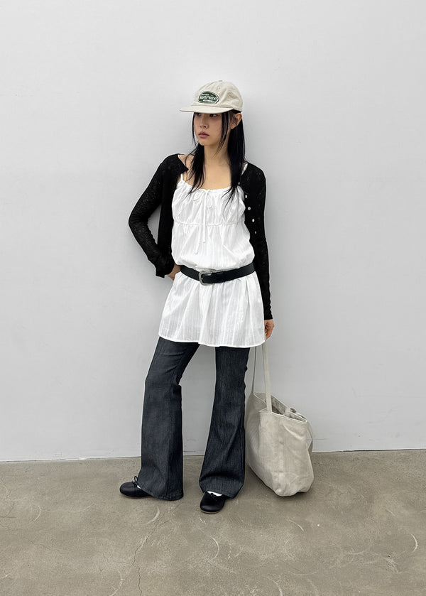 Lizette Non-faded Back Pocket Raw Denim Bootcut Pants