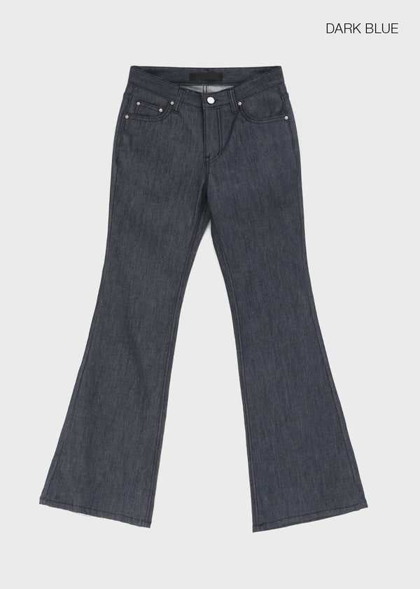 Lizette Non-faded Back Pocket Raw Denim Bootcut Pants
