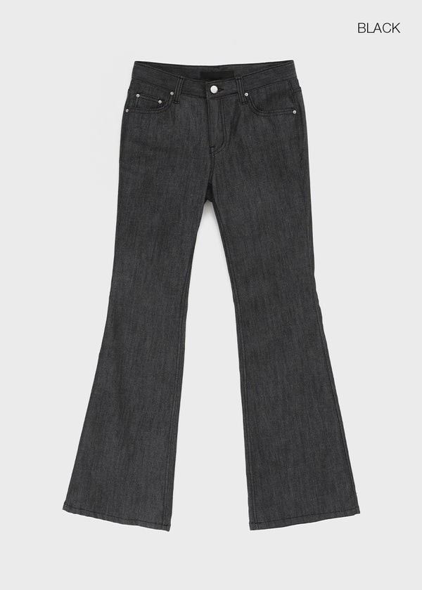 Lizette Non-faded Back Pocket Raw Denim Bootcut Pants