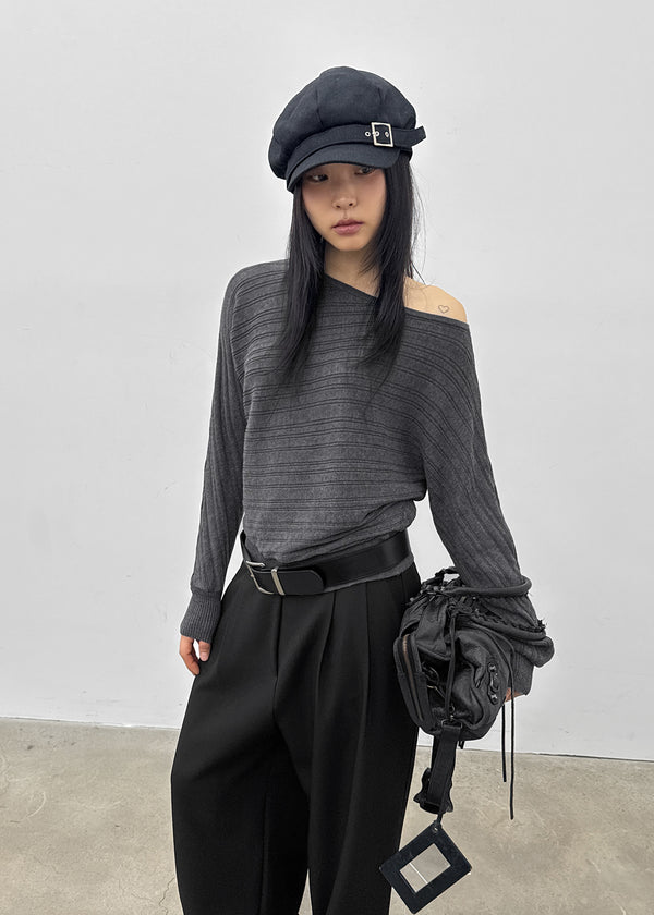 Knoop Boatneck Wool Knit (Belt Set)