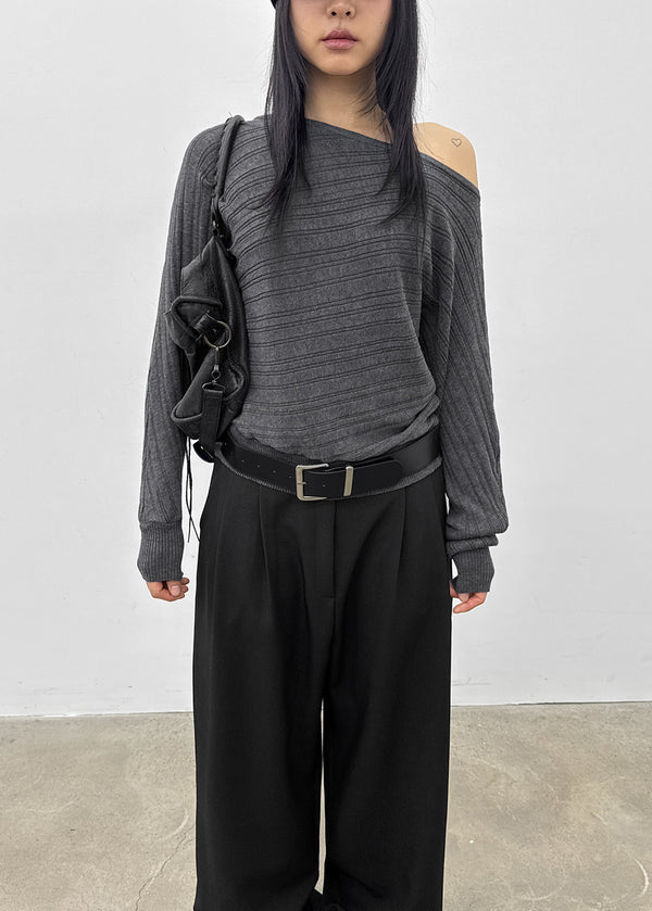 Knoop Boatneck Wool Knit (Belt Set)