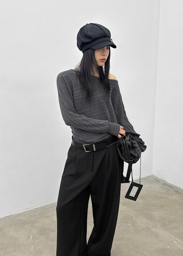 Knoop Boatneck Wool Knit (Belt Set)