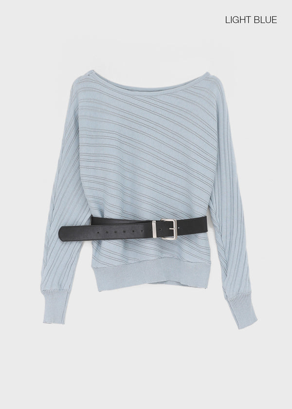 Knoop Boatneck Wool Knit (Belt Set)