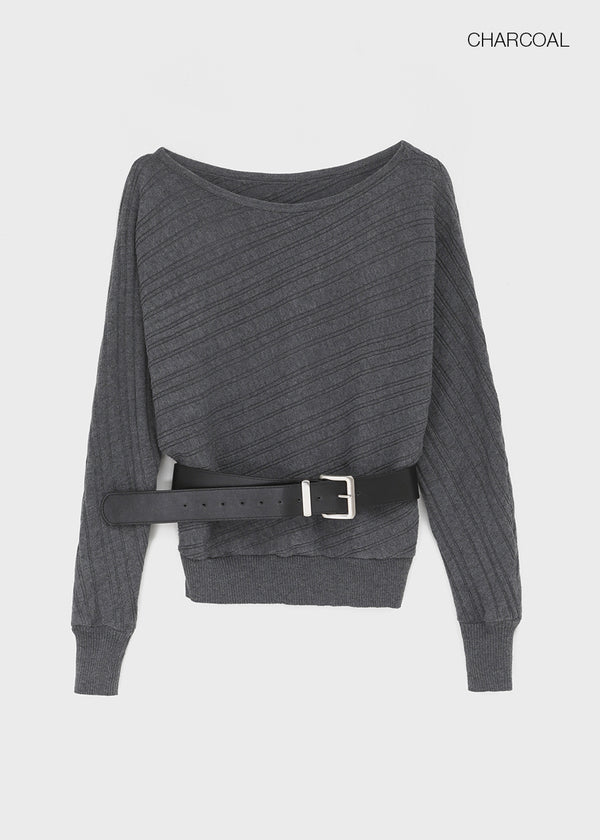 Knoop Boatneck Wool Knit (Belt Set)