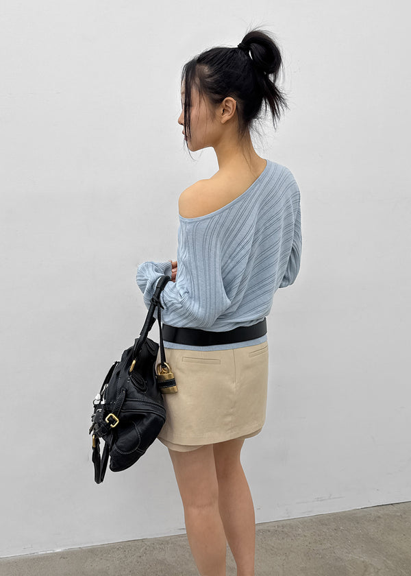 Knoop Boatneck Wool Knit (Belt Set)