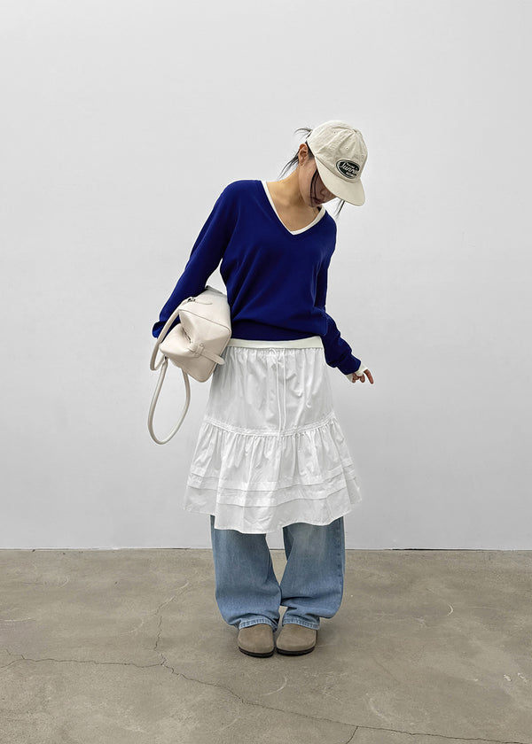 Pao Flare Banding Midi Skirt