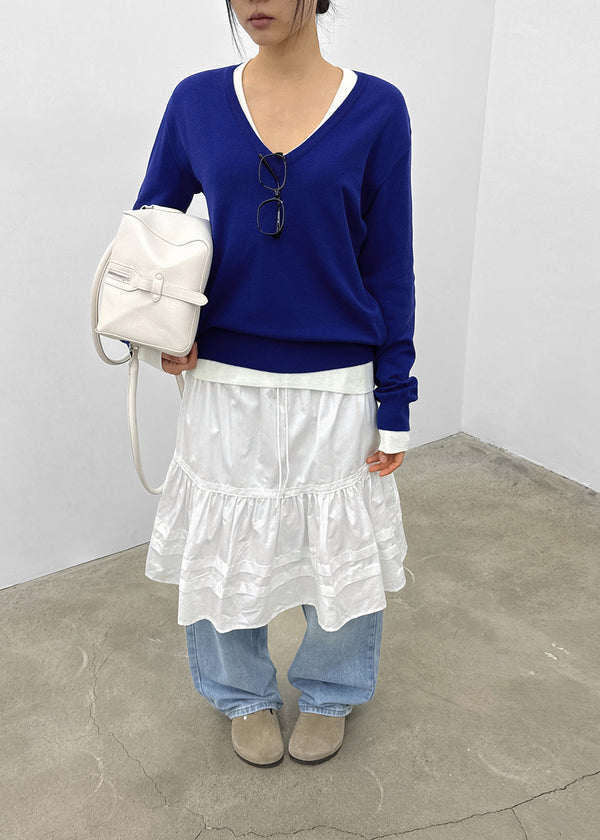 Pao Flare Banding Midi Skirt