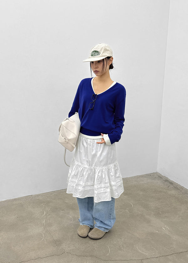 Pao Flare Banding Midi Skirt