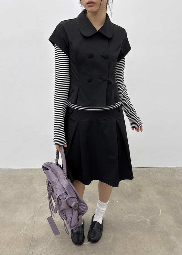 Tnya Double-button Short-sleeve Jacket (Set Available)