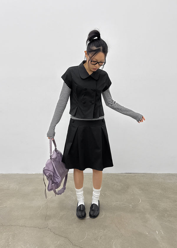 Tnya Double-button Short-sleeve Jacket (Set Available)