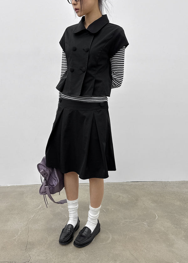 Tnya Double-button Short-sleeve Jacket (Set Available)