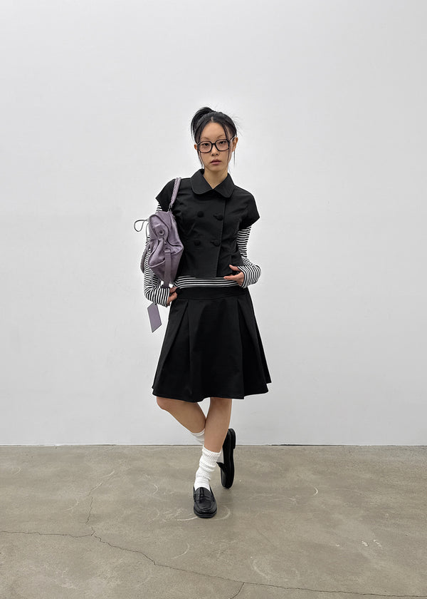 Tnya Double-button Short-sleeve Jacket (Set Available)