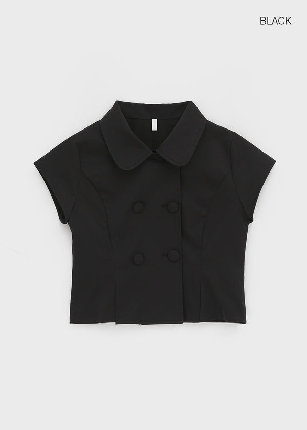 Tnya Double-button Short-sleeve Jacket (Set Available)