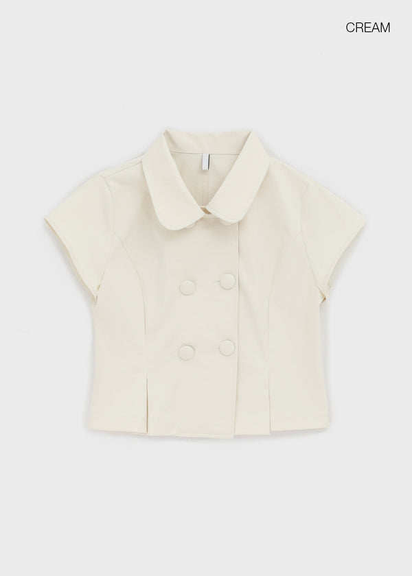 Tnya Double-button Short-sleeve Jacket (Set Available)
