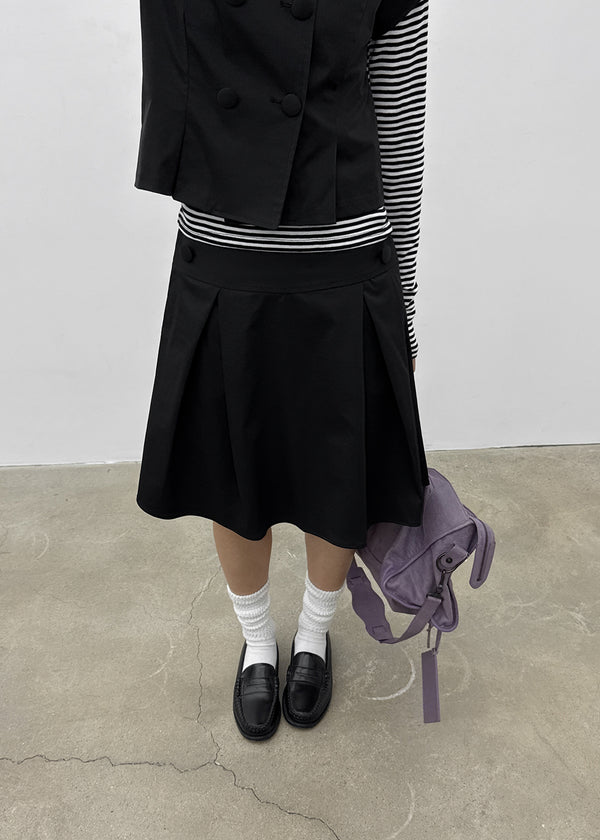 Tnya Double-button Pleated Midi Skirt (Set Available)