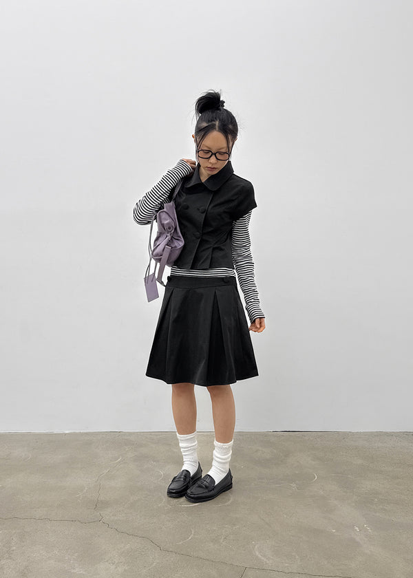 Tnya Double-button Pleated Midi Skirt (Set Available)