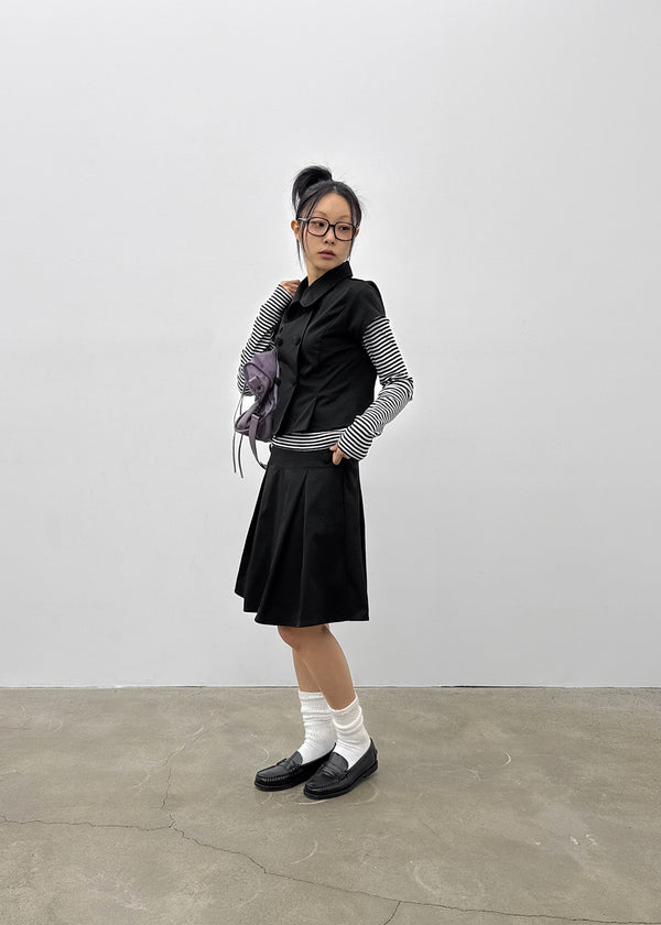 Tnya Double-button Pleated Midi Skirt (Set Available)