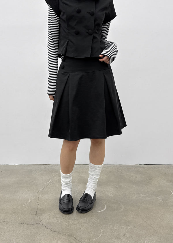 Tnya Double-button Pleated Midi Skirt (Set Available)
