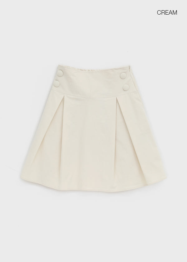 Tnya Double-button Pleated Midi Skirt (Set Available)
