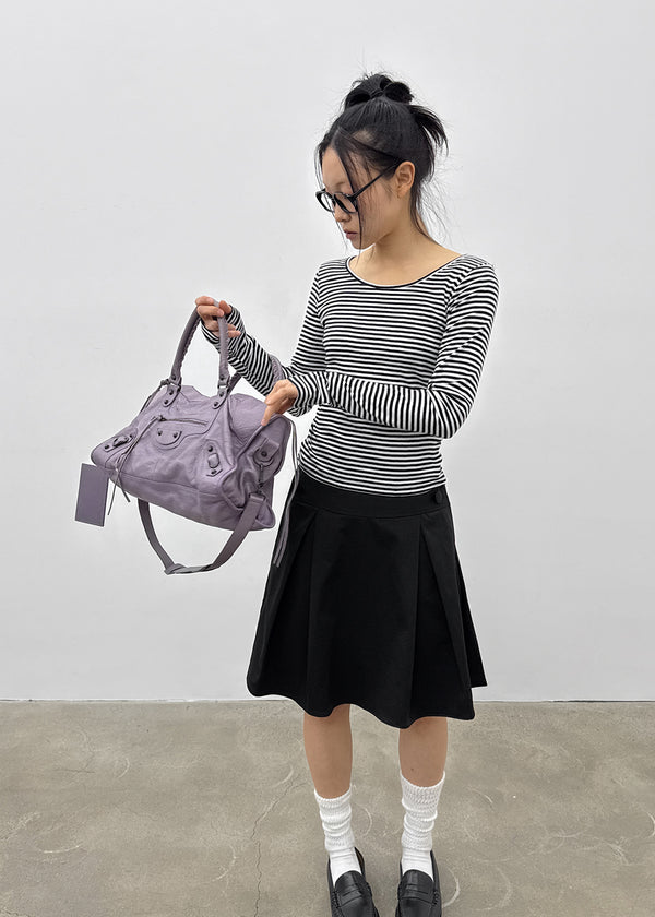 Luano Striped Round Neck Long Sleeve T-shirt