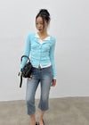 Byar See-through Round Knit Cardigan