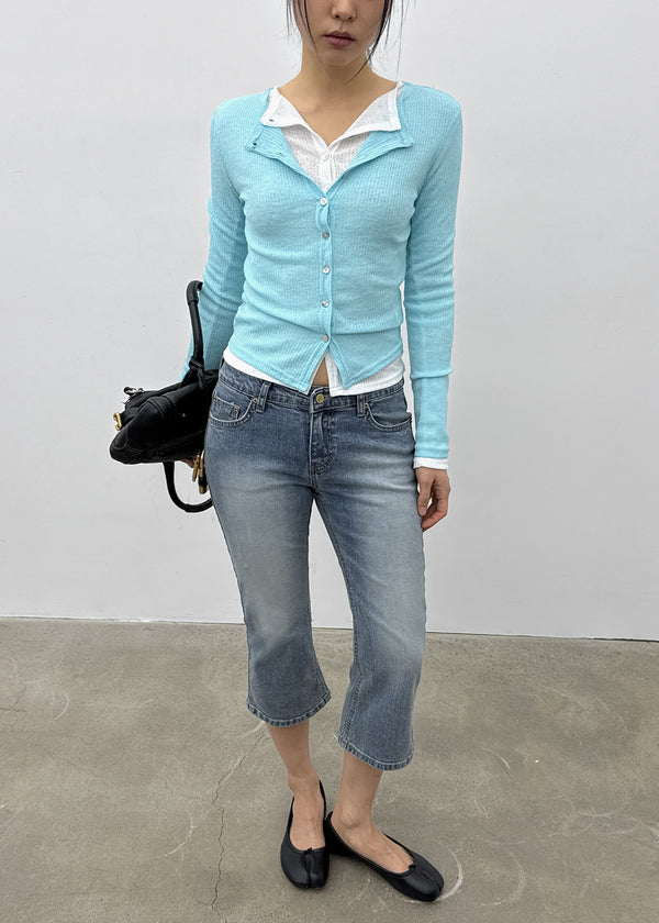 Chongnut Washed Denim Capri Pants